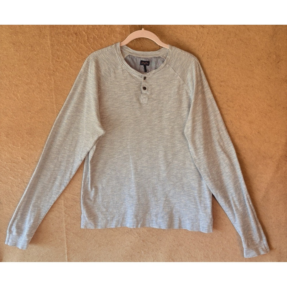 GoodMan Brand Henley Shirt Mens Sz L Heathered Blue‎ Long Sleeve Lightweight